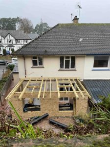 On site photo of Roof joists at Swell Architecture project for a new Single Storey rear extension in Sidmouth Devon.jpg