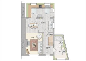 Swell Architecture drawing of ground floor plan of a single storey rear extension and garage extension in Sidmouth Devon.pdf